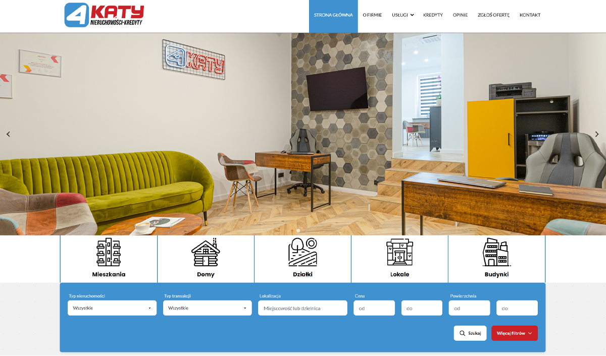 Strona internetowa 4Kąty Nieruchomości