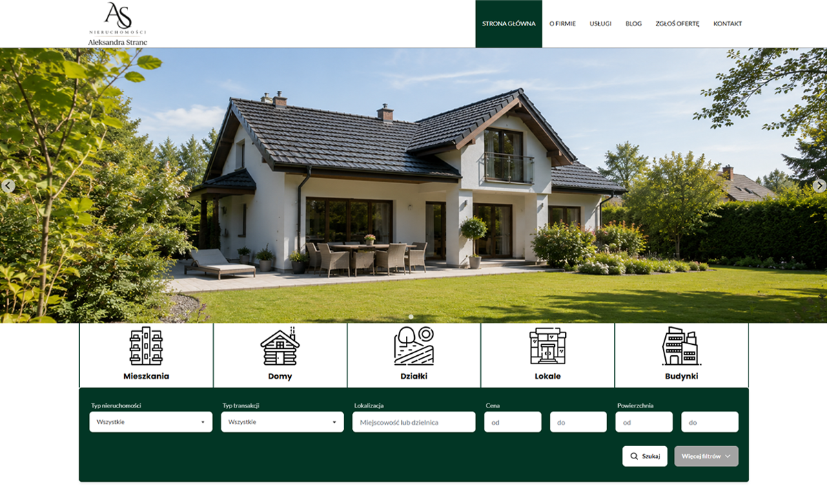 Strona internetowa AS Nieruchomości